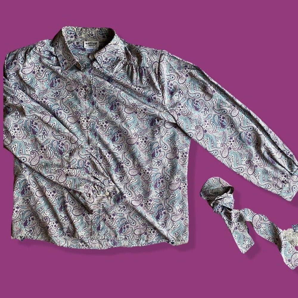 Women's Sz 18 Vtg Paisley Print Blouse